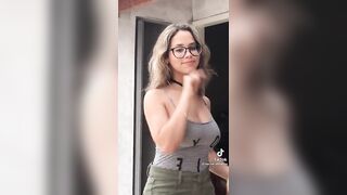 Sexy TikTok Girls: Busty teen deserves a nut across her glasses #4