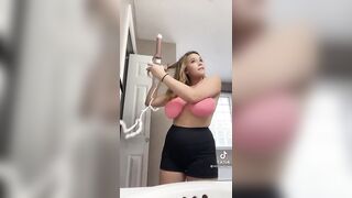 Sexy TikTok Girls: Blonde ♥️♥️ rants about something irrelevant while showing off udders at full capacity. Needs urgent milking! #4