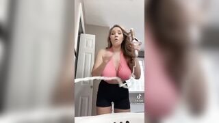 Sexy TikTok Girls: Blonde ♥️♥️ rants about something irrelevant while showing off udders at full capacity. Needs urgent milking! #3