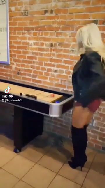 Shuffleboard in my Thong at the bar ????
