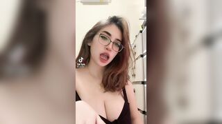 Big tits asian's bra strap slipped