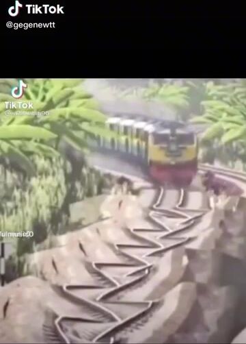 Zigzag train ???? causes tits to jiggle