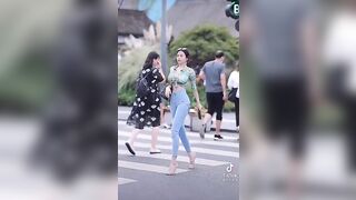 TikTok Thot: Chinese Street fashion boob jiggle #3