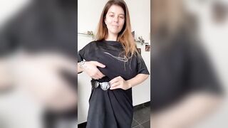 TikTok Thot: Holding items with her breast #1