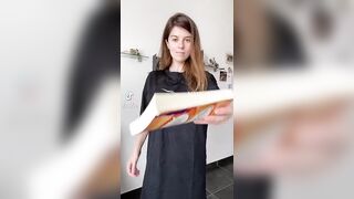 TikTok Thot: Holding items with her breast #2