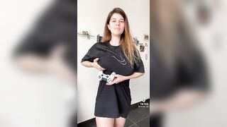 TikTok Thot: Holding items with her breast #3