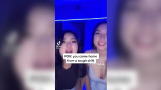 TikTok Thot: Blowjob from your two Asian girlfriends when you come home #3