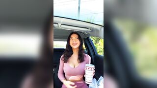 TikTok Thot: In-N-Out drink. Titty squeeze #3