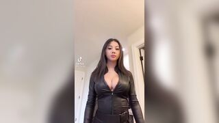 Netflix boob jiggle earthquake leather jumpsuit