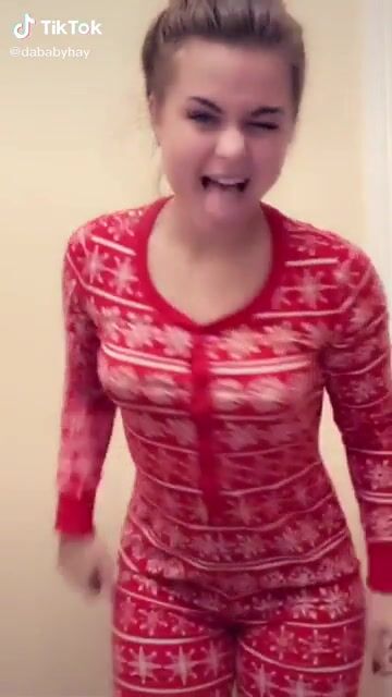 In her Christmas pjs
