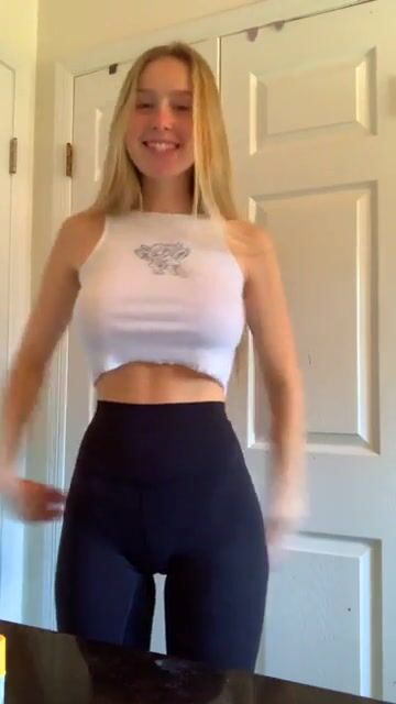 Braless and busty blonde