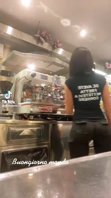 Here she is again making a coffe