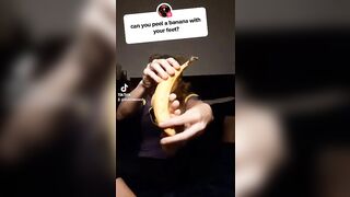 TikTok Feet: Peeling a banana with her feet #4