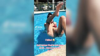 NSFW TikTok: @bendy.lau leg spread bikini at pool #1