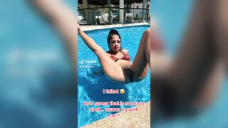 NSFW TikTok: @bendy.lau leg spread bikini at pool #2