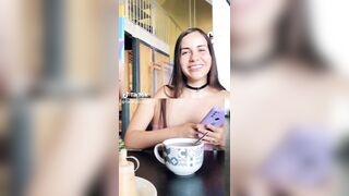 NSFW TikTok: @sandybeiby3 under the table leg spread pink panties #4