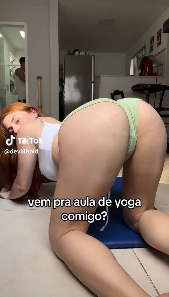 Doggy style yoga bend over underwear @devillbold Julia