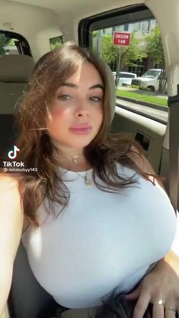 Big tits in the car